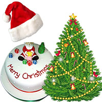 Send Christmas Tree (1.5 feet) with 500 gm Christmas Cap, Christmas Cake in Mumbai