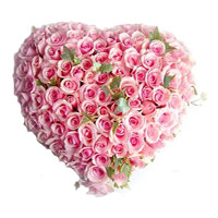 Send Rakhi to Mumbai, Pink Roses Heart 100 Flowers to Mumbai
