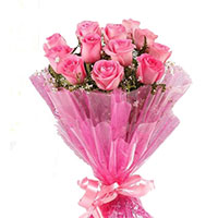 Send Rakhi to Mumbai, Send Online Pink Roses Bouquet 12 flowers to Mumbai