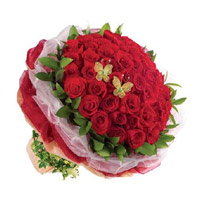 Order Online Bhaidooj Flowers Red Roses Bouquet 50 Flowers to Mumbai