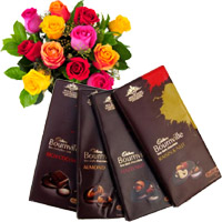 Online Gifts Delivery to Mumbai, 4 Cadbury Bournville Chocolates with 12 Mix Roses Bunch