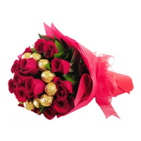 Online Gifts to Navi Mumbai that includes 24 Red Roses with 16 pcs Ferrero Rocher Chocolate in Mumbai