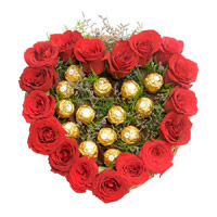 New Year Gifts to Navi Mumbai Heart Of 16 Pcs Ferrero Roacher and 18 Red Roses to Mumbai