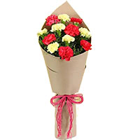 Send New Year Flower in India with Pink Yellow Carnation Bouquet 10 Flowers to Mumbai