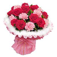 Send Red Rose Pink Carnation Bouquet 18 Flowers to Mumbai on Friendship Day