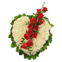 Online Diwali Flowers Delivery in Mumbai with 50 White Carnation Heart 12 Red Rose Flowers to Mumbai