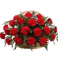 Online Diwlai Flowers Delivery of Red Roses and Carnation Basket of 18 Flowers in Mumbai