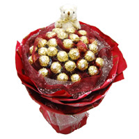 Friendship Gifts Online. Send 24 Pcs Ferrero Rocher 6 Inch Teddy Bouquet in Mumbai