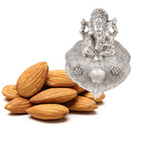 Place Online Order to Send Diwali Gifts to Amravati having 500gm Almonds with Ganesh Pata Diya in Mumbai