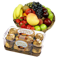 Send 2 Kg Fresh Fruits 16 pcs Ferrero Rocher Chocolates Mumbai : Online Order for Bhaidooj Gifts to Mumbai
