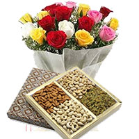 Send Gift of 24 Mixed Roses with 1/2 Kg Assorted Dry Fruits in Mumbai