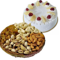 Christmas Gifts and Dry Fruits to Mumbai. 500 gm Pineapple Cake with 500 gm Mixed Dry Fruits to Mumbai