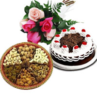 New Year Dry Fruits in Mumbai together with 6 Mix Roses 1/2 Kg Black Forest Cake with 500 gm Mix Dry Fruits in Navi Mumbai