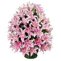 Online Flower Delivery of Pink Lily Arrangement 30 Friendship Day Flower Stems