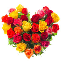 Online New Year Flowers in Mumbai having Mixed Roses Heart 30 Flowers to Andheri