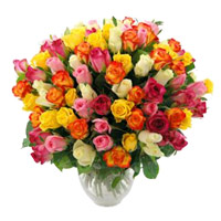 Place Online Order for Christmas Flowers in Mumbai along with Mixed Roses Bouquet 50 Flowers to Mumbai