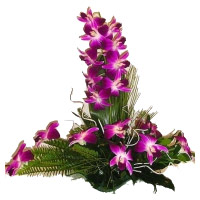 Deliver Flowes to Mumbai including 6 Purple Orchids Flower Arrangement to Mumbai