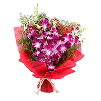 Send Diwali Flowers in Andheri inclusive Purple Orchid Bunch 6 Flowers to Mumbai with Stem