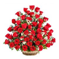 Diwali Flowers to Ahmednagar online Contain Red Roses Basket 50 Flowers