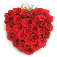 Birthday Flowers to Mumbai to Deliver Red Roses Heart Arrangement 36 Flowers