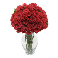 Send Online Rakhi Flower of Red Roses in Vase 36 Flowers to Mumbai
