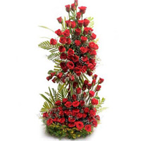 Send Friendship Day Flower of Red Roses Tall Arrangement 200 Flowers to Mumbai