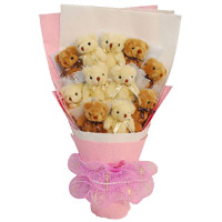 New Year Gifts Delivery in Mumbai delivers Bouquet of 11 Small Teddy Bears (4 Inch Each)