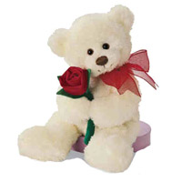 Online Christmas Gifts to Mumbai incorporated with Teddy Bear With a Rose in Mumbai