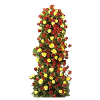 Shop Online Yellow Red Roses Tall Arrangement 100 Flowers to Mumbai. Deliver Christmas Flowers in Panvel.