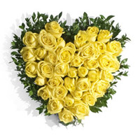Deliver Flowers to Mumbai : 40 Yellow Roses Heart