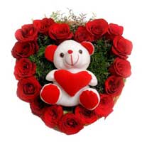 Send 17 Red Roses to Mumbai and 6 Inch Teddy Heart Online