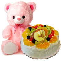 Delicious Christmas Cakes in Nashik made up of 12 Inch Teddy and 1 Kg Eggless Fruit Cake in Mumbai from 5 Star Bakery