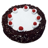Send Cake for Friendship. 1 Kg Eggless Black Forest Cake From 5 Star Bakery 