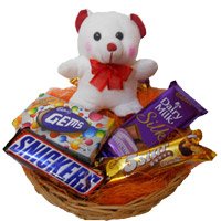 Christmas Gifts in Mumbai consist of 6 Inches Teddy with  Basket of Chocolates in Thane