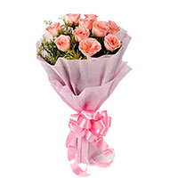 Fresh Christmas Flowers in Mumbai. Pink Roses Bouquet of 10 Flowers in Mumbai.