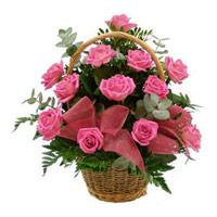 Place order for New Year Flowers to Mumbai. 12 Pink Roses Basket in Mumbai