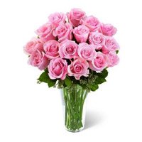 Send Pink Roses in Vase 24 Flowers to Mumbai on Rakhi
