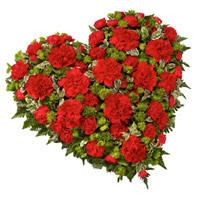 New Year Flowers in Mumbai. 50 Red Carnation Heart Arrangement Flowers in Mumbai