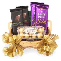 Birthday Chocolates in Mumbai : Silk, Bournville and Ferrero Rocher Chocolate Basket to Mumbai