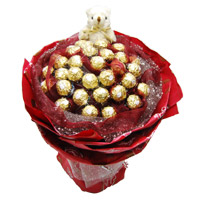 Online Gifts of 24 Pcs Ferrero Rocher 6 Inch Teddy Bouquet : Mother's Day Gift Hampers to Mumbai