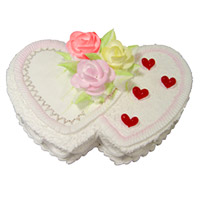 Send 2 Kg Double Heart Shape Pineapple Cake to Mumbai Online