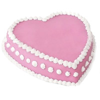 Send 1 Kg Eggless Heart Shape Strawberry Cake to Mumbai for Friends