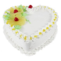 Eggless Heart Shape Pineapple Cake to Mumbai