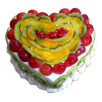 Online Delivery of 3 Kg Heart Shape Fruit Cake to Mumbai