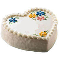 1 Kg Heart Shape Vanilla Cake Delivery in Mumbai at Midnight