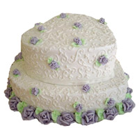 Buy Online 3 Kg Two Tier Heart Shape Vanilla Cake to Mumbai