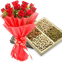 Online Roses with Mixed Dry Fruits Mumbai