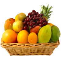 Place Order for New Year Gifts in Amravati comprising 3 Kg Fresh Fruits to Mumbai in Basket