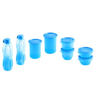 Diwali GIfts in Mumbai. Signoraware 8 Pcs. Center Press+ Water Bottles Set-Blue