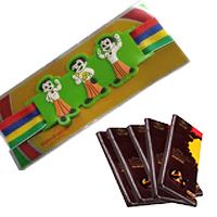 Chota Bheem Band Rakhi and 5 Cadbury Bourville with Roli Tikka